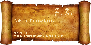 Paksy Krisztina névjegykártya